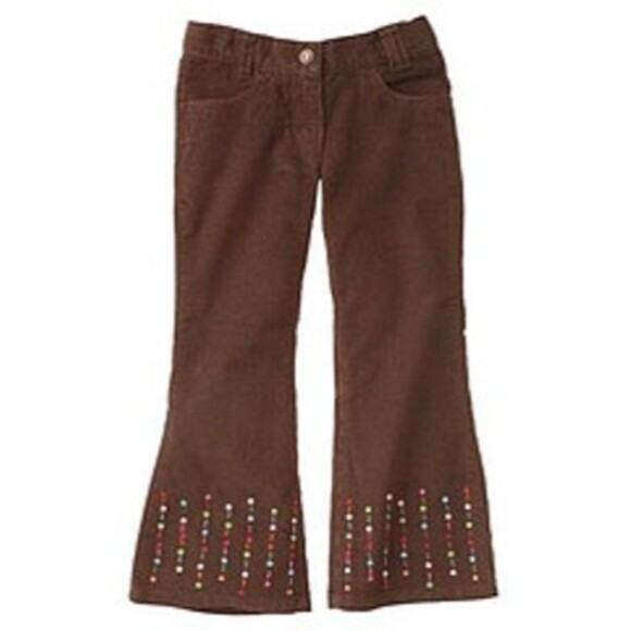 Gymboree girls brown sequin corduroy cord bootcut flare pants jeans preppy 12 - Picture 1 of 1